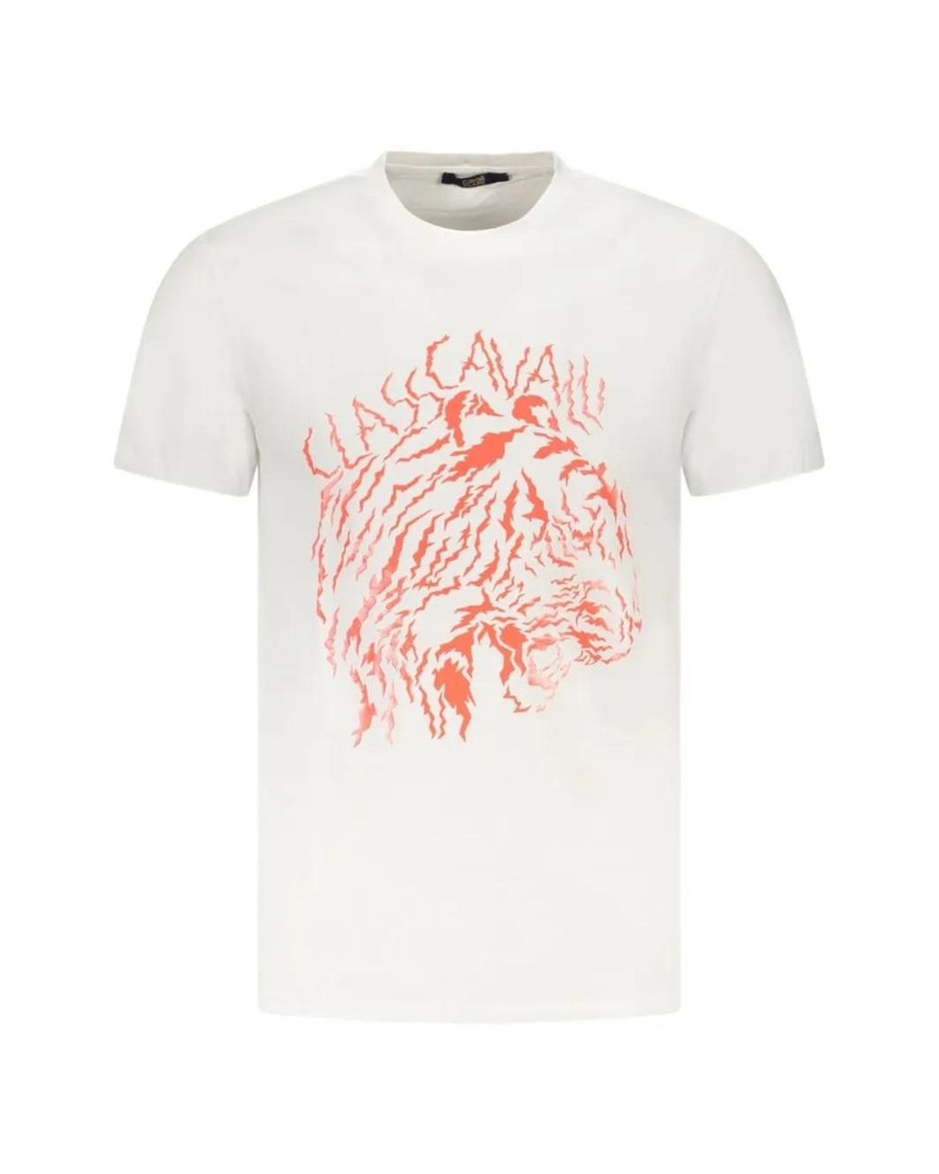 Roberto Cavalli White Tiger-Print Cotton T-Shirt for men