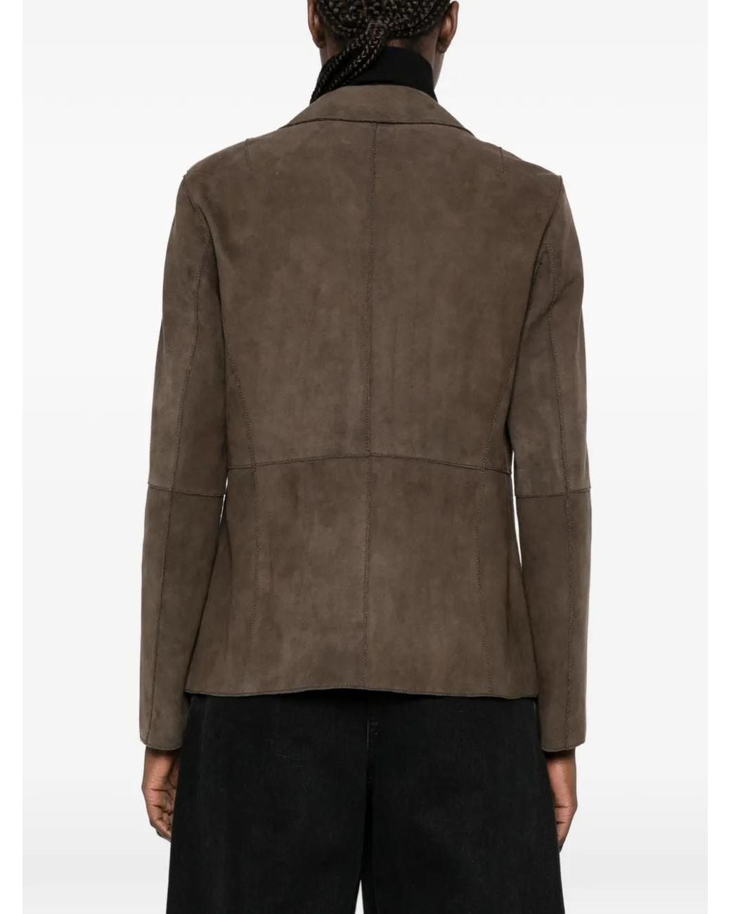 The Jackie Leathers Brown Lucilla Single-Breasted Leather Blazer
