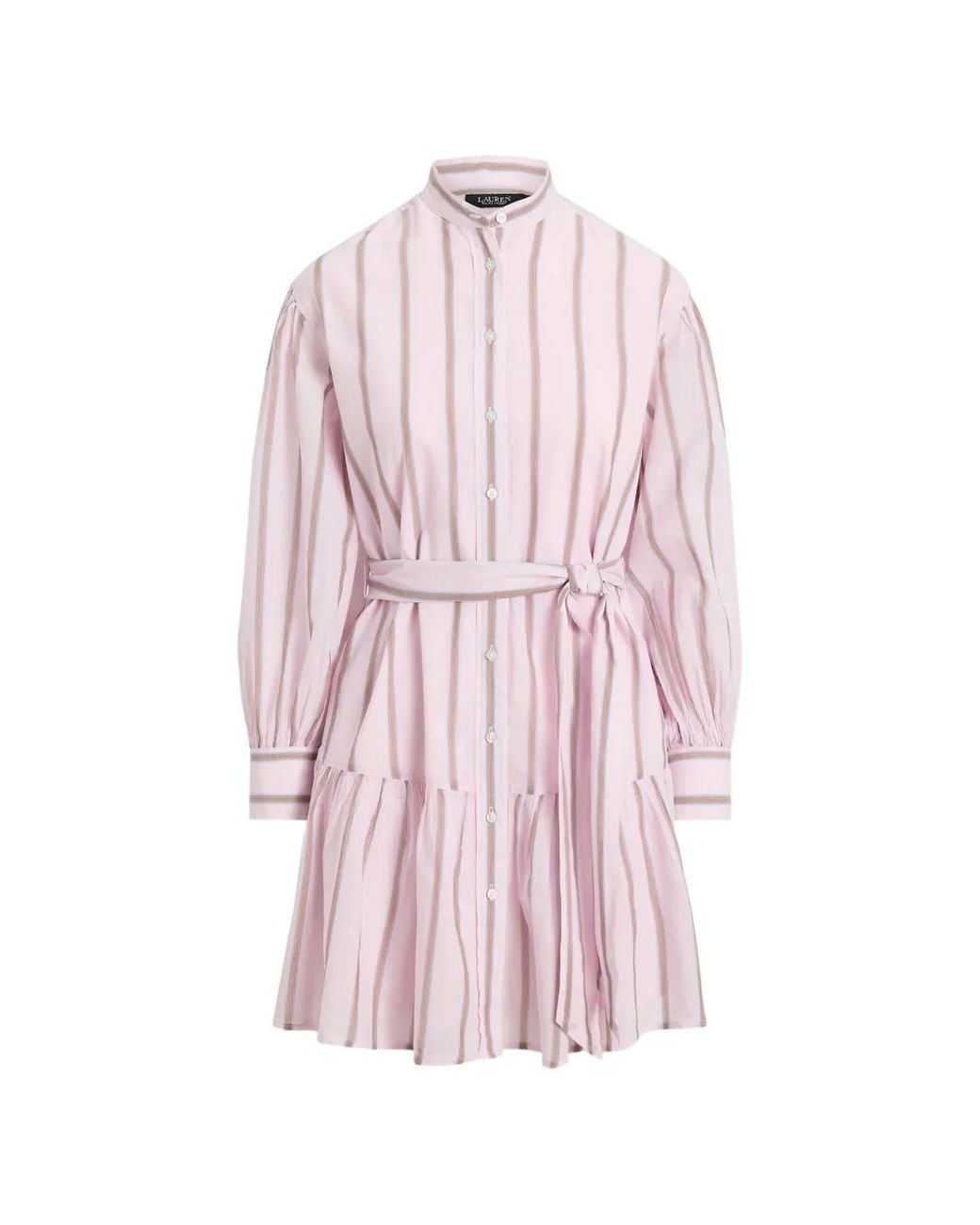Ralph Lauren Pink Striped Tiered Dress