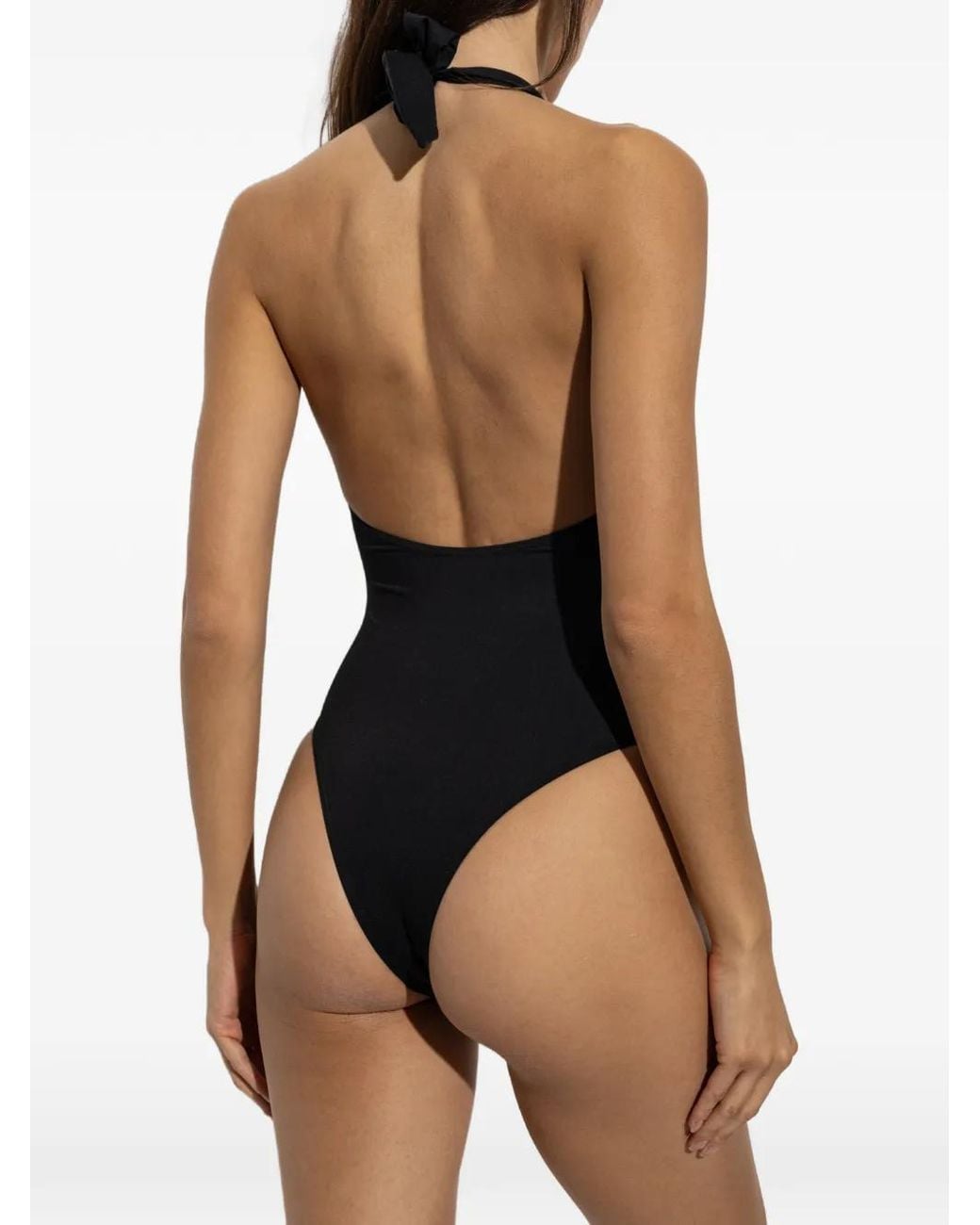 Balmain Black Logo-Embellished Halterneck Swimsuit