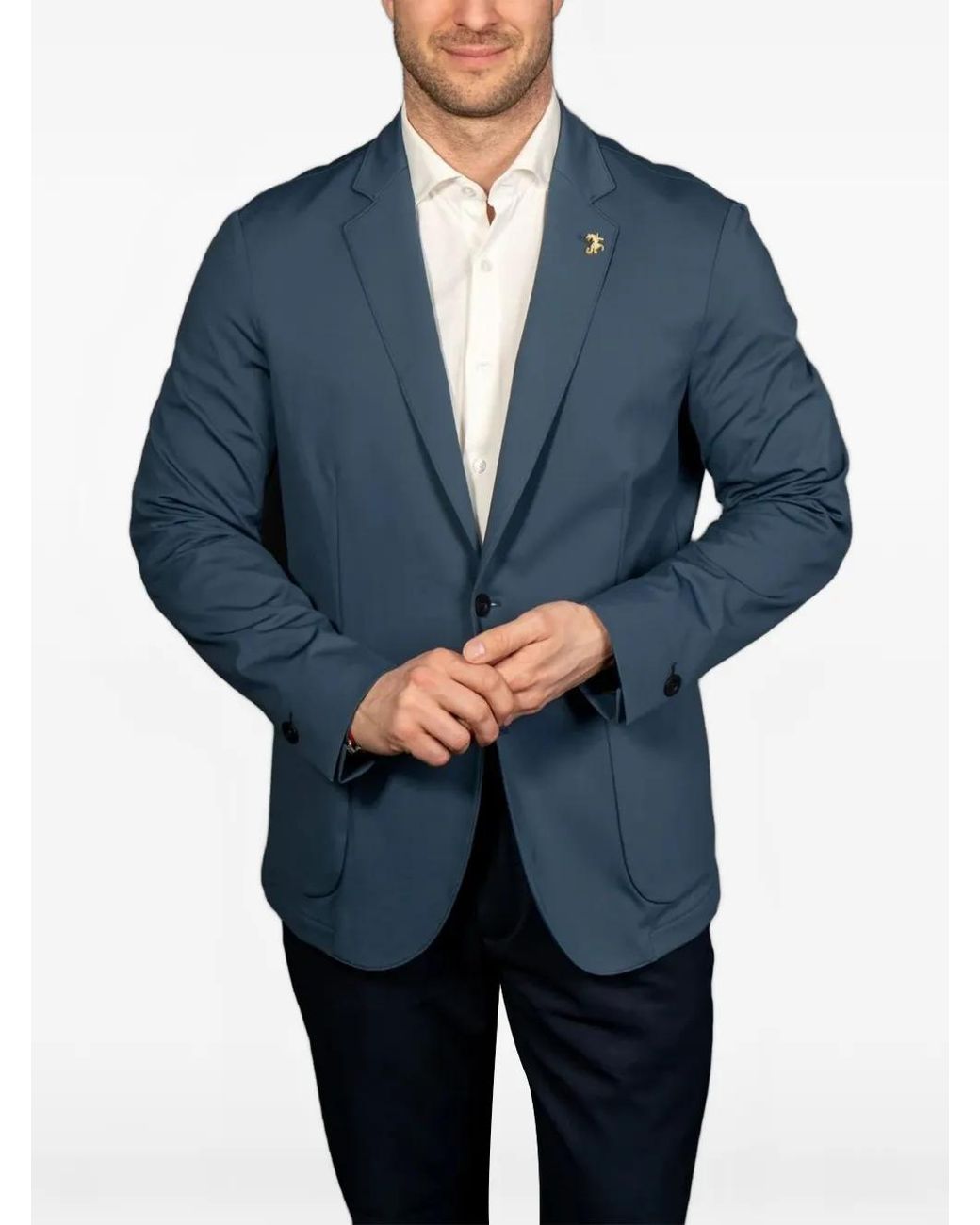 Tombolini Blue Logo-Plaque Single-Breasted Blazer for men