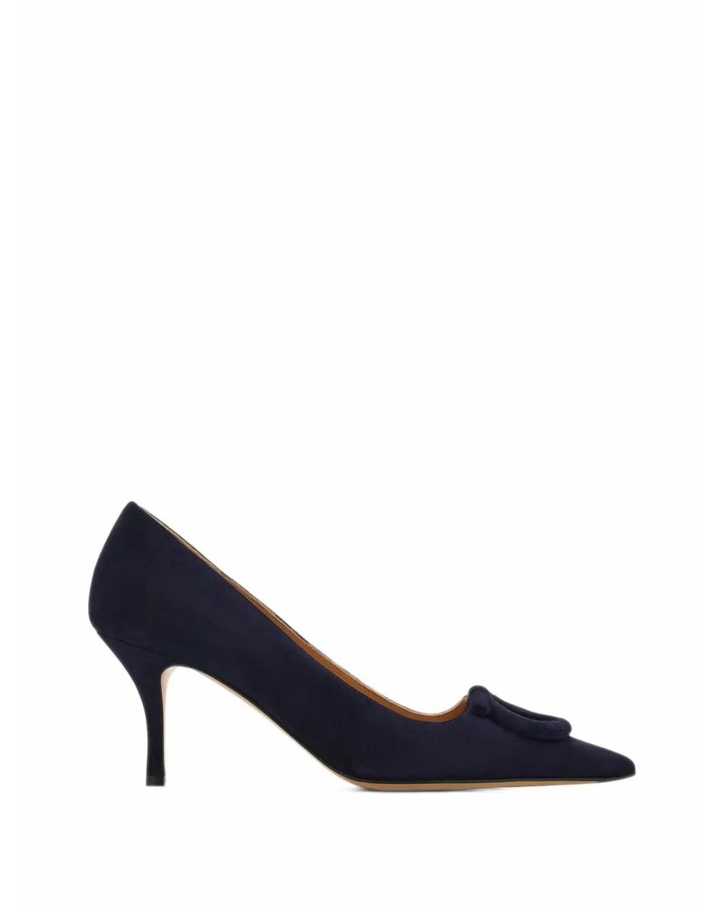 Ferragamo Blue Mid-Heel Maxi Gancini Pumps