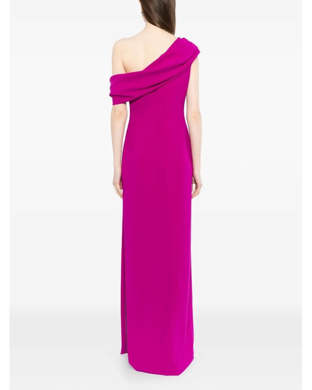 Amsale Pink Off-Shoulder Maxi Dress