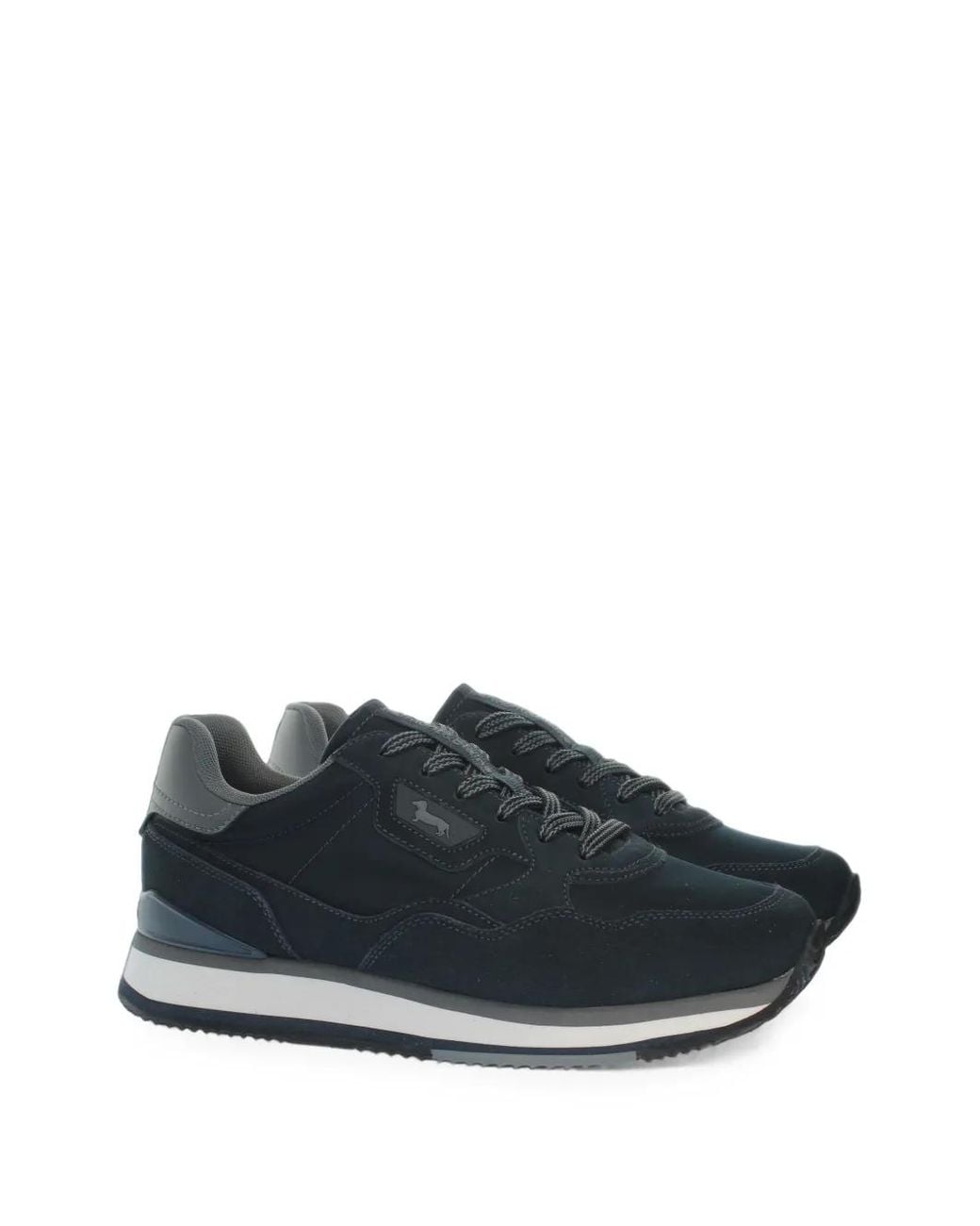 Harmont & Blaine Blue Logo-Patch Panelled Sneakers for men