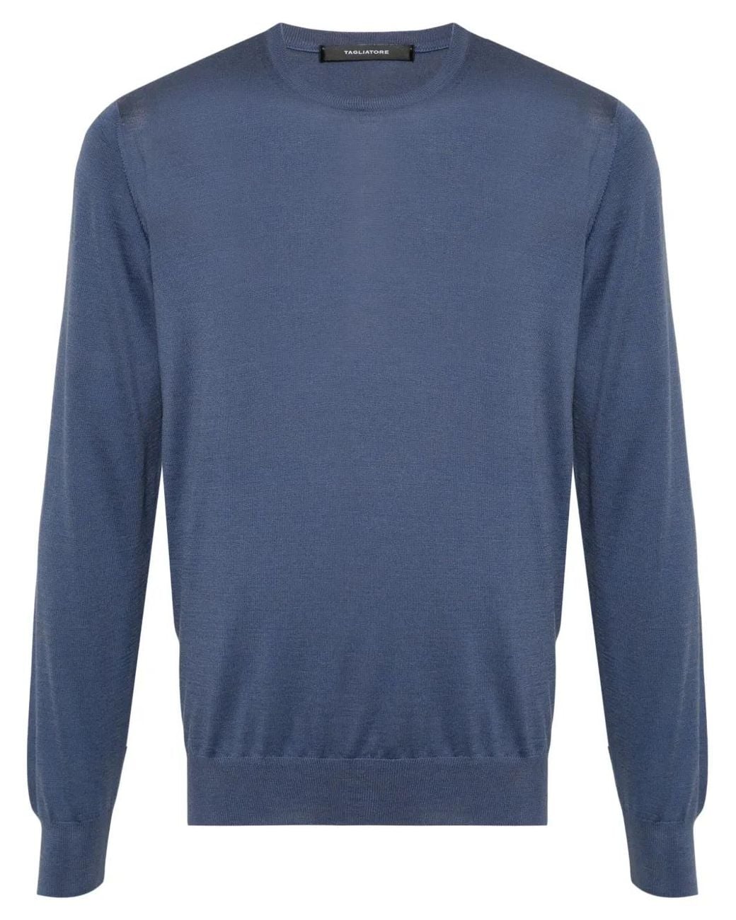 Tagliatore Blue Crew-Neck Jumper for men