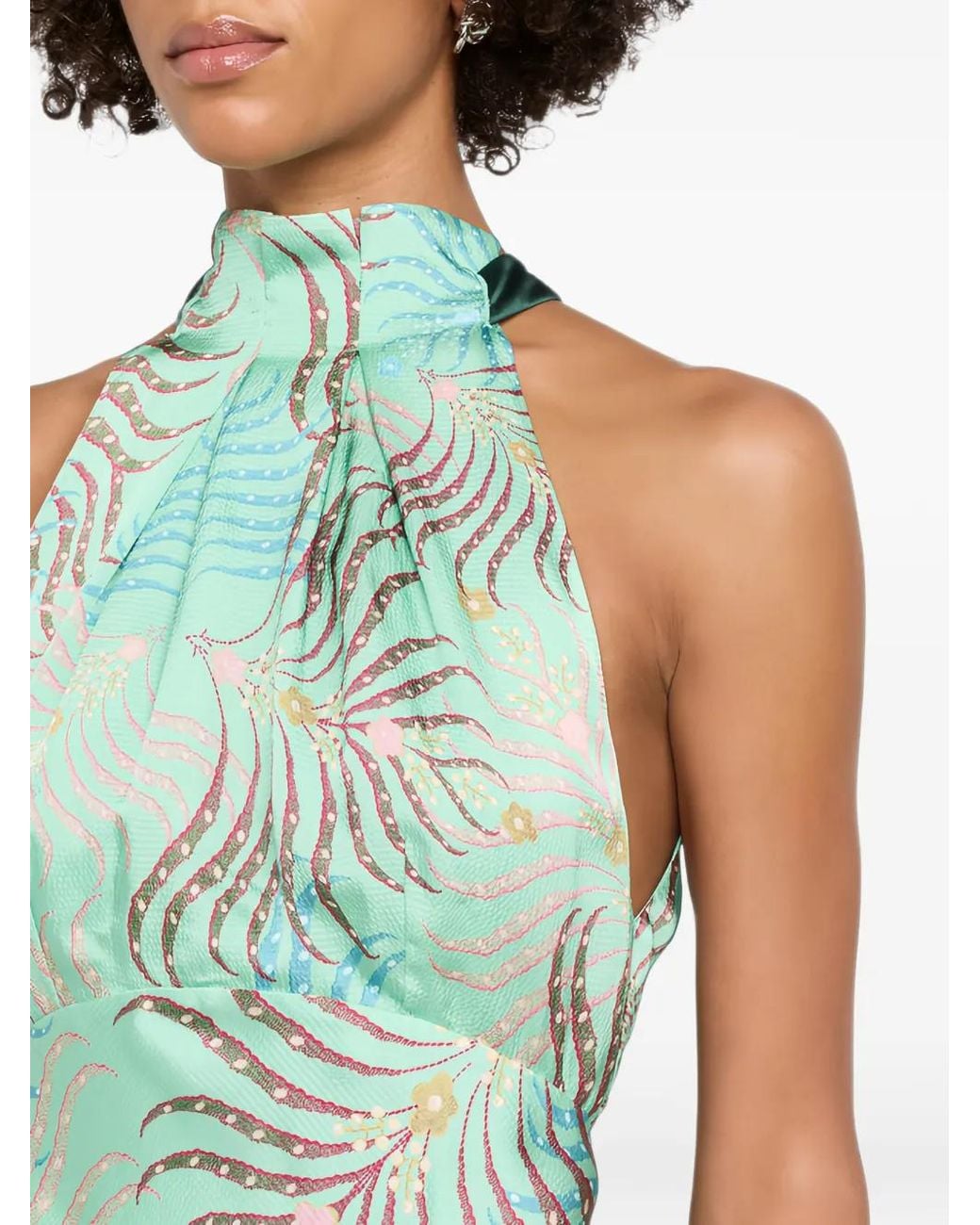 Saloni Green Michelle High-Neck Gown