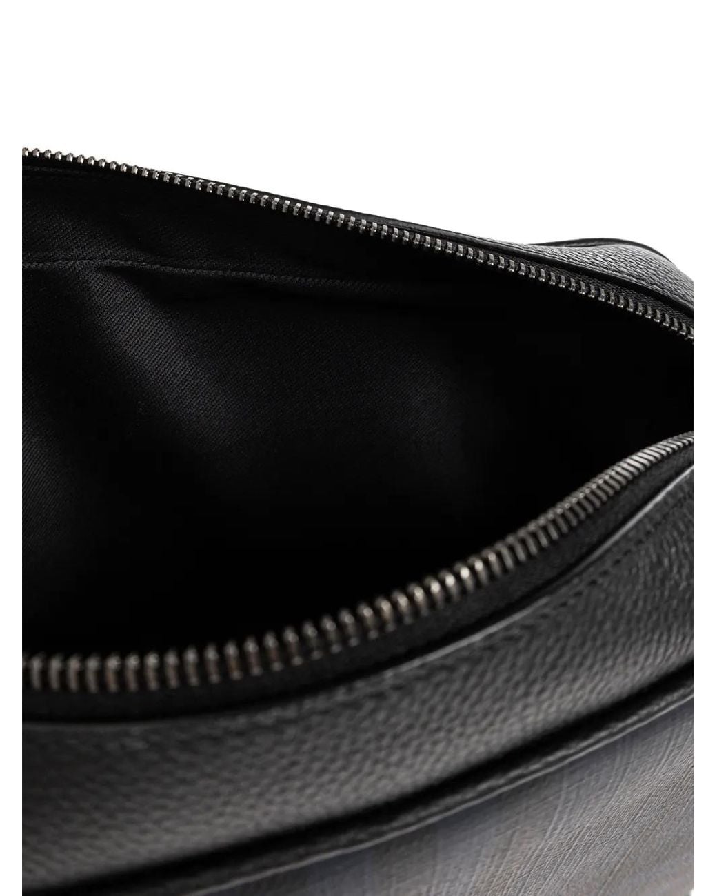 Burberry Black City Check Messenger Bag for men