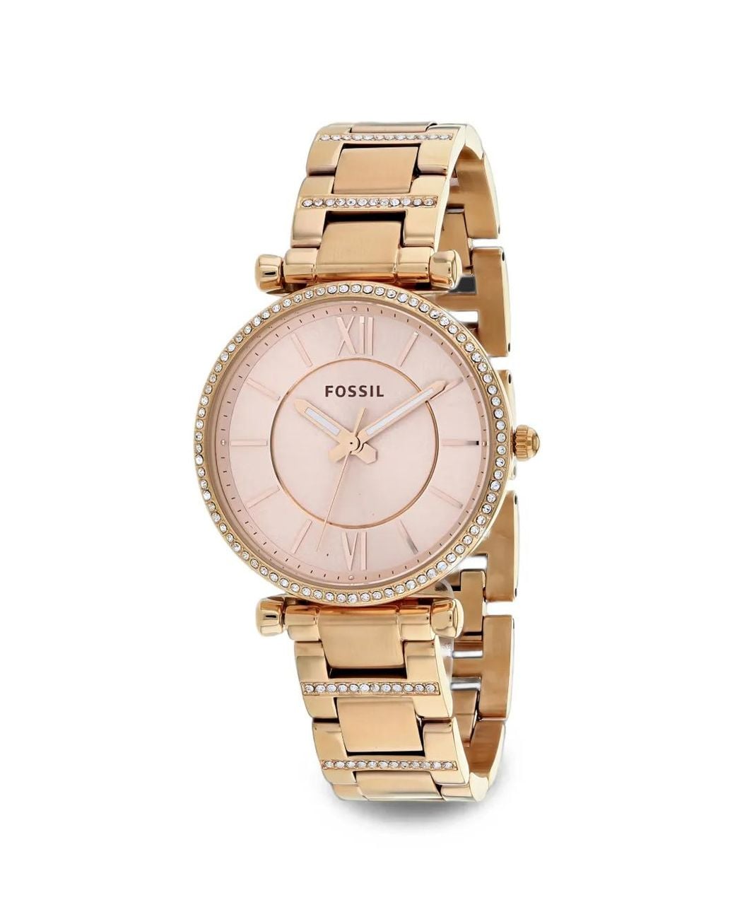 Fossil Metallic Carlie Crystal-Embellished 35Mm Watch