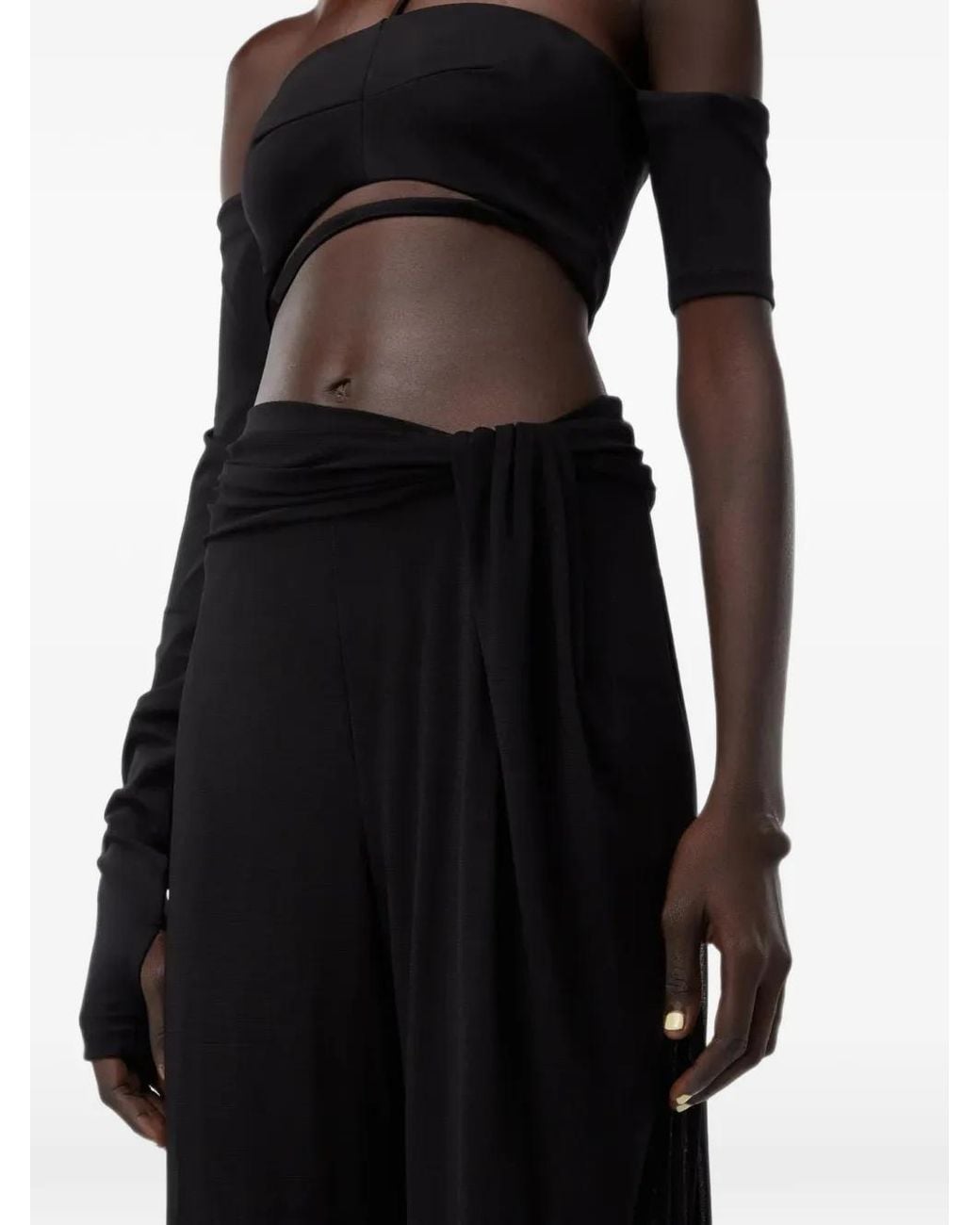 GAUGE81 Black Loutro Draped Wide-Leg Trousers