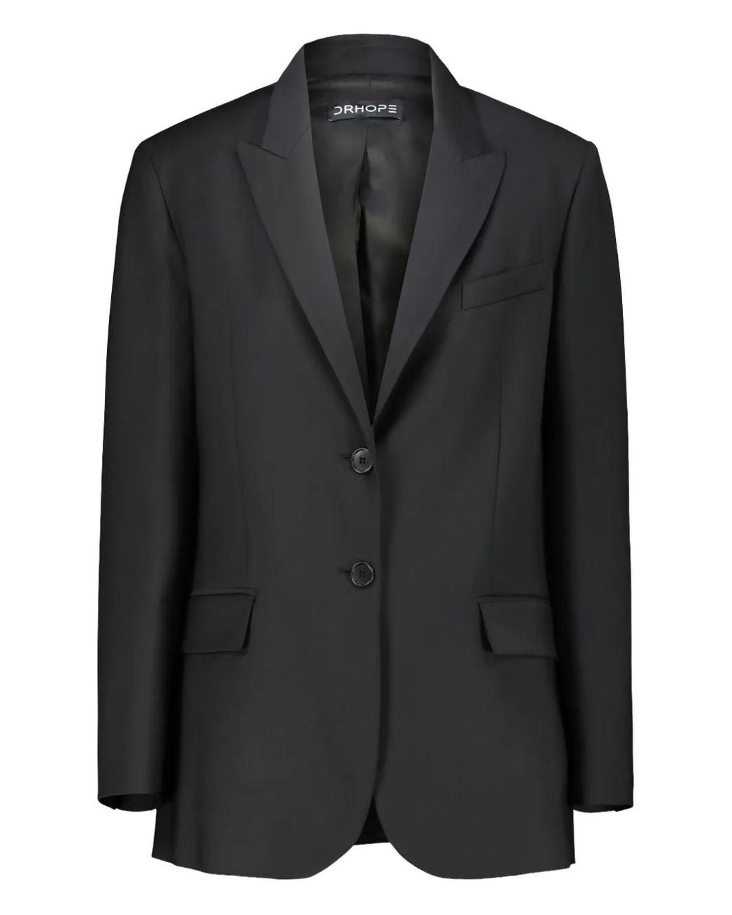 DR. HOPE Black Two-Button Wool Blazer