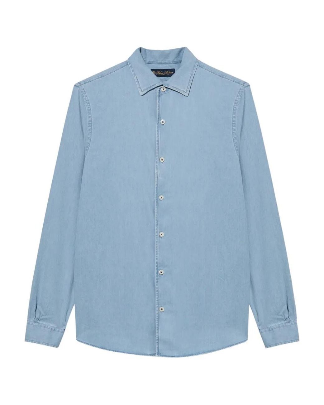 Brooks Brothers Blue Open-Collar Denim Shirt for men