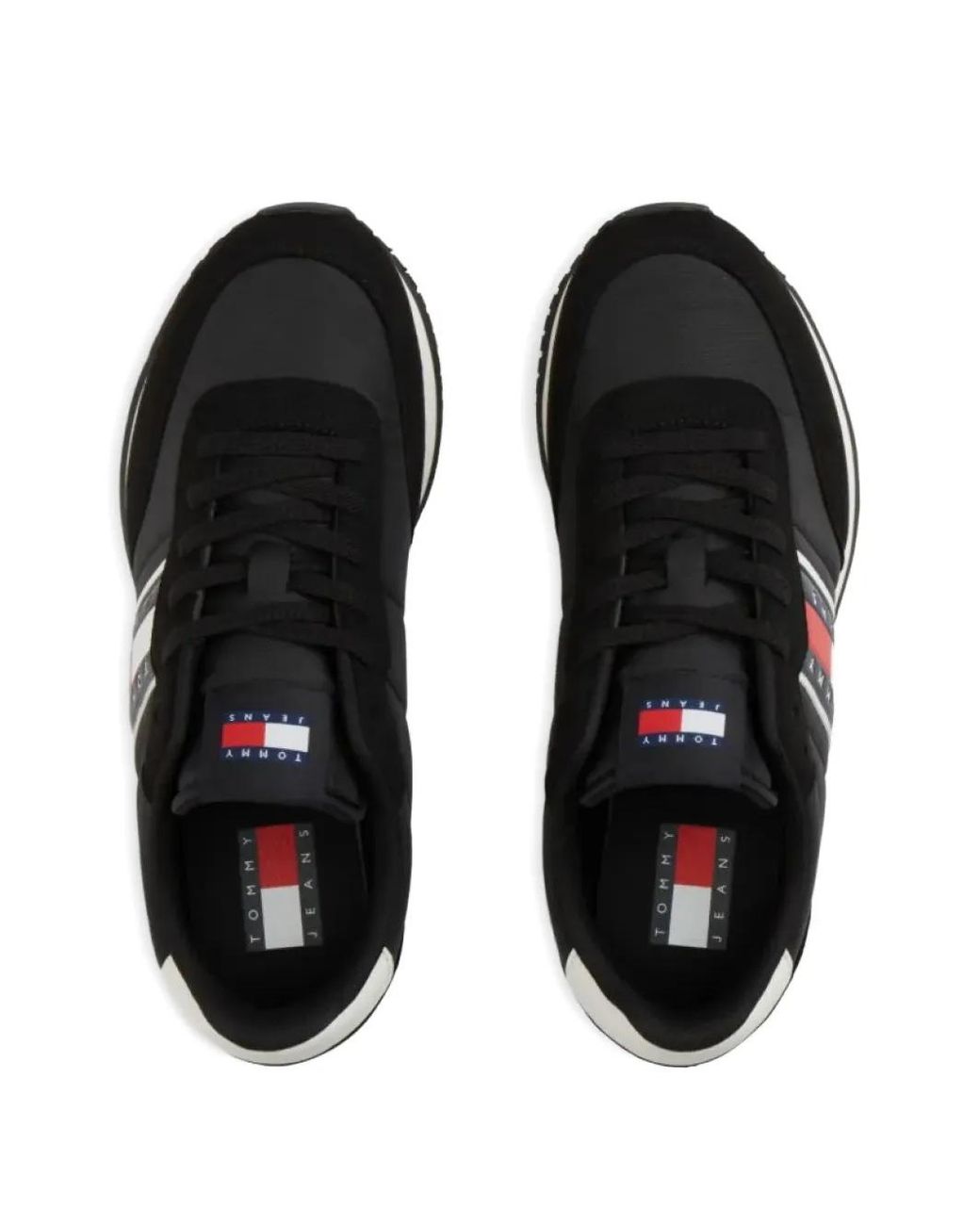 Tommy Hilfiger Black Panelled Logo-Patch Sneakers for men