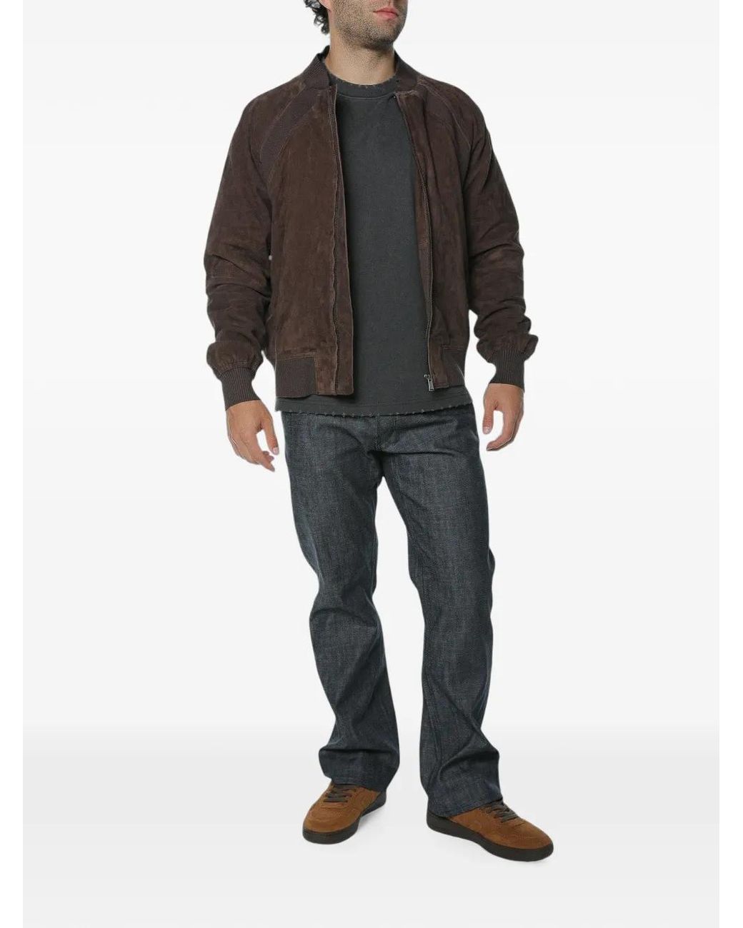 Trussardi Brown Suede Bomber Jacket for men