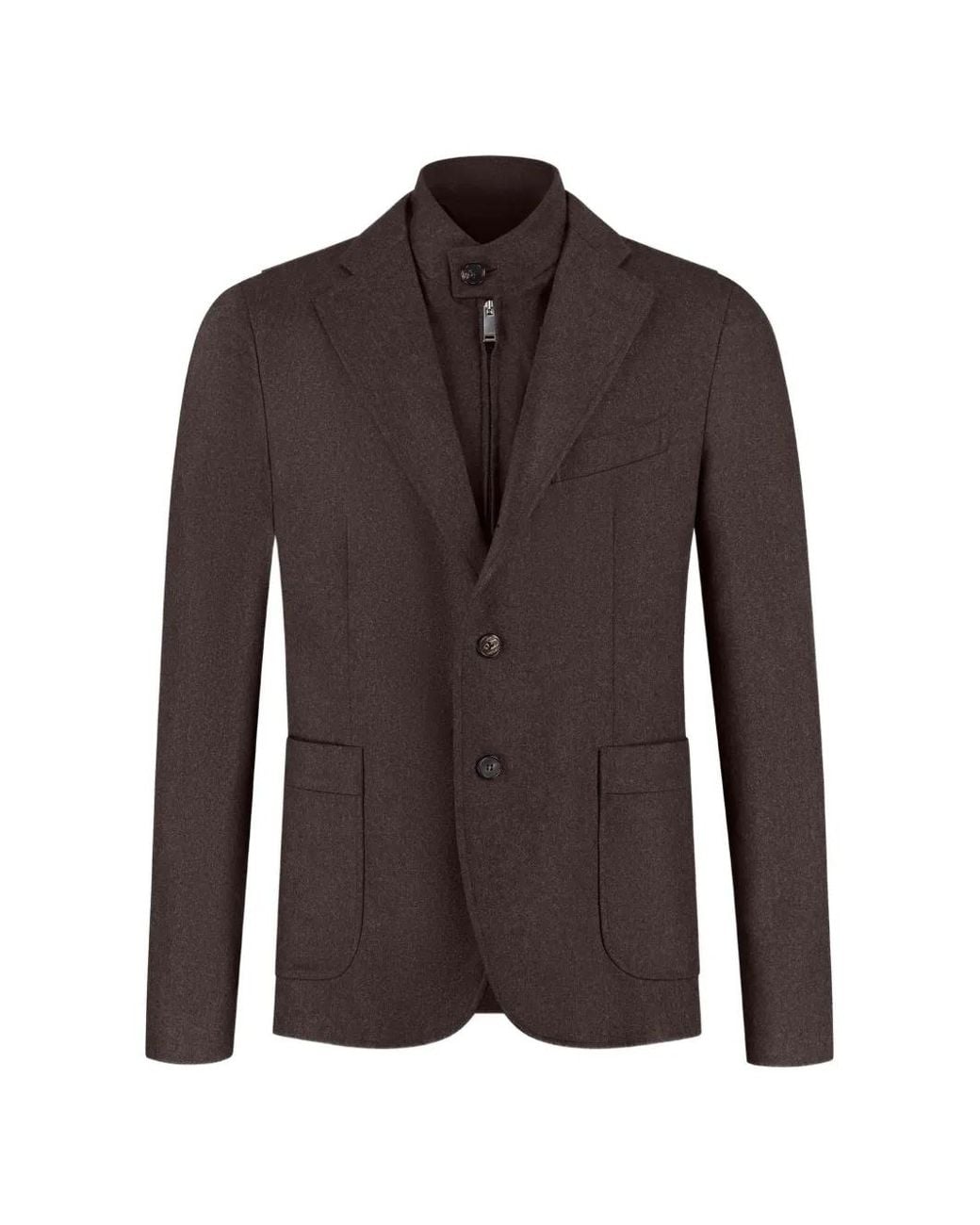 Incotex Brown Layered Notched-Lapels Blazer for men