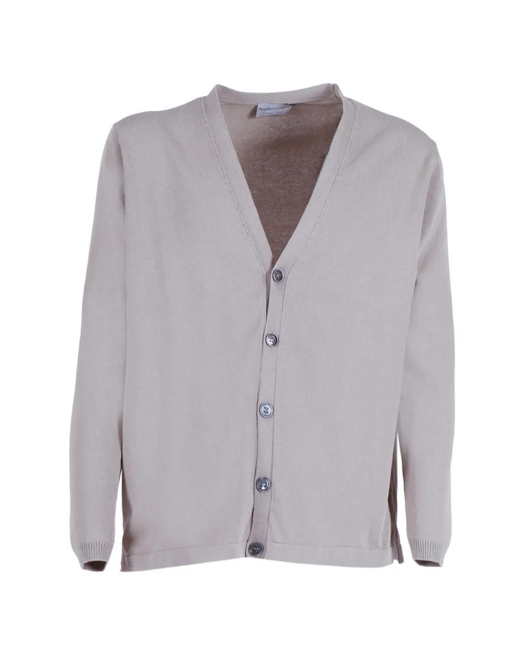 SETTEFILI CASHMERE Gray Side-Slit V-Neck Cardigan for men