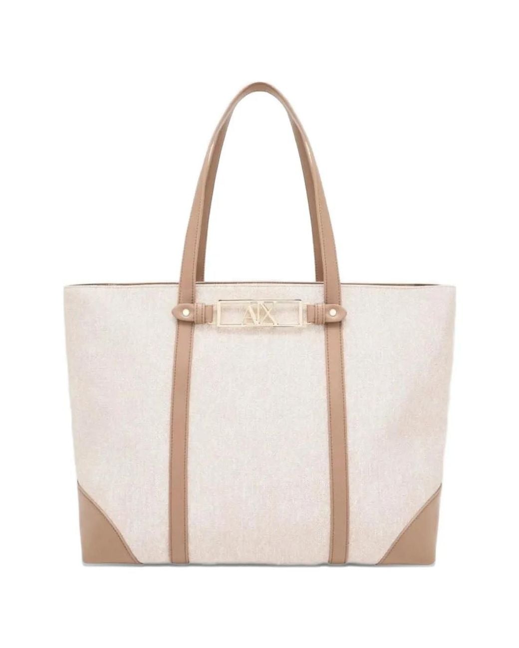 ARMANI EXCHANGE Natural Logo-Plaque Tote Bag