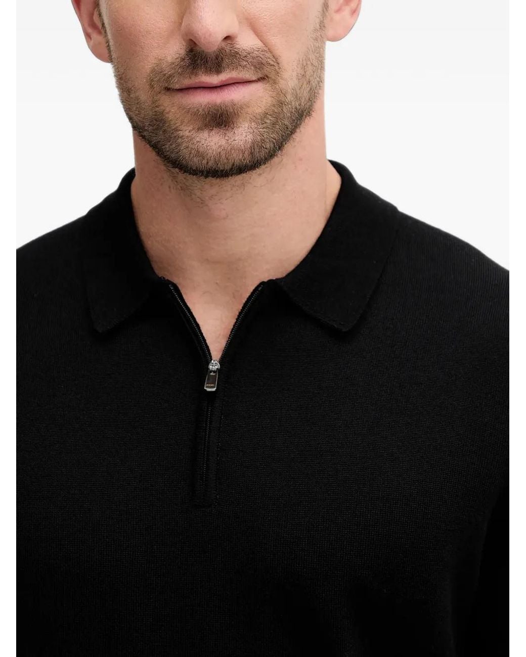 Joop! Black Dondor Quarter-Zip Polo Sweater for men