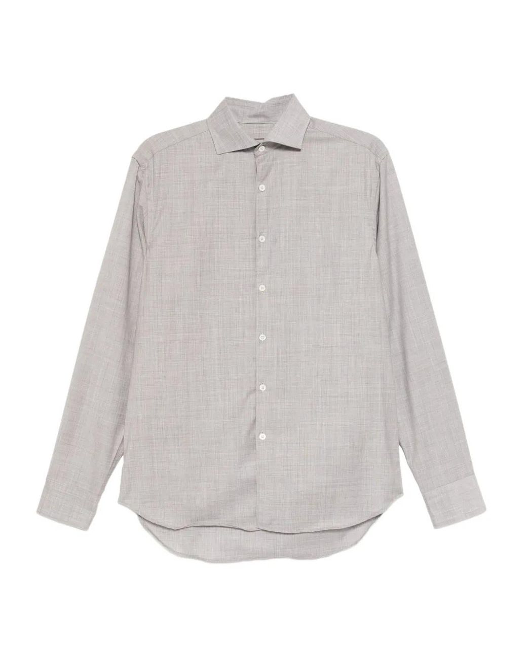 Canali White Oxford Wool Shirt for men