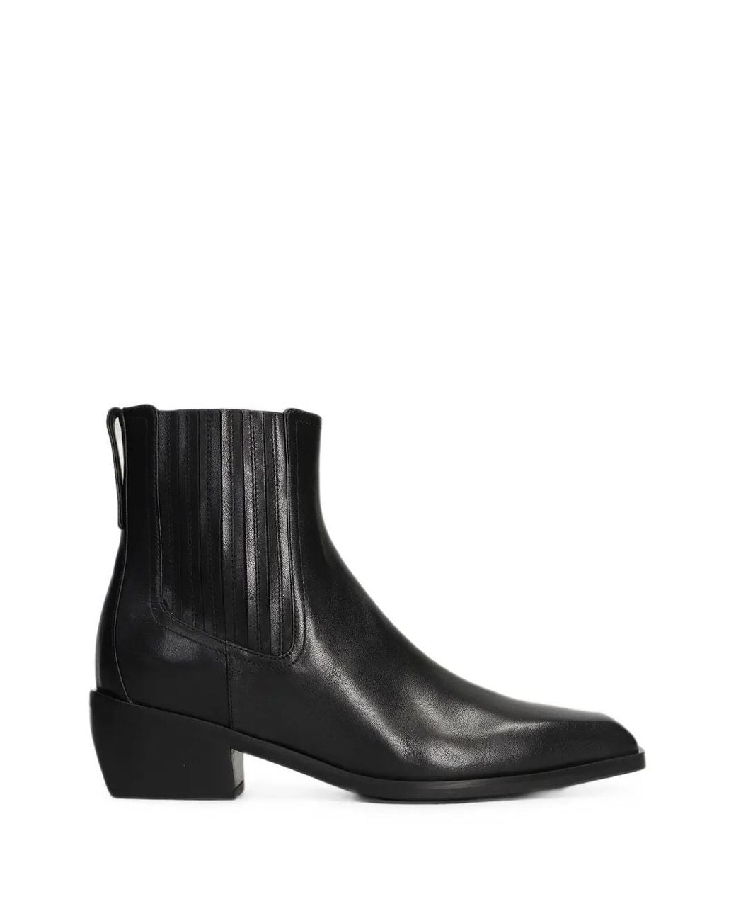 Mara Bini Black Square-Toe Leather Ankle Boots