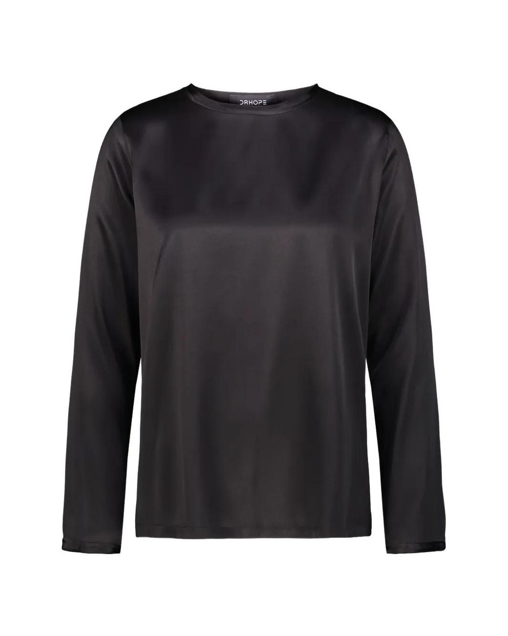 DR. HOPE Black Satin-Finish Silk Blouse