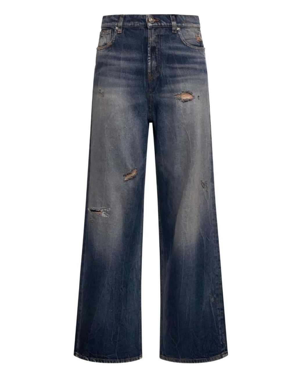 John Richmond Blue Ripped-Detail Jeans