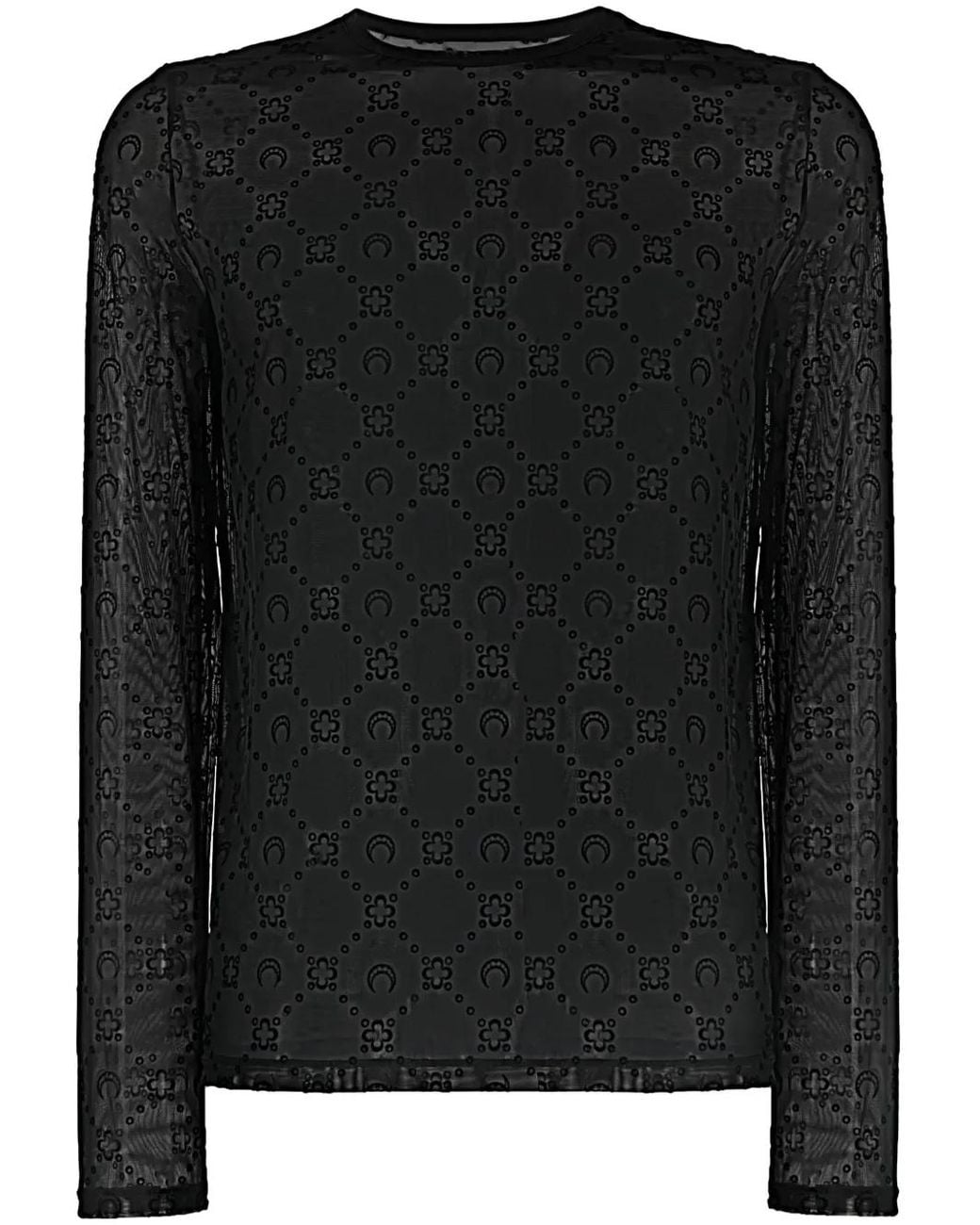 MARINE SERRE Black Moonogram-Pattern Long-Sleeve T-Shirt for men