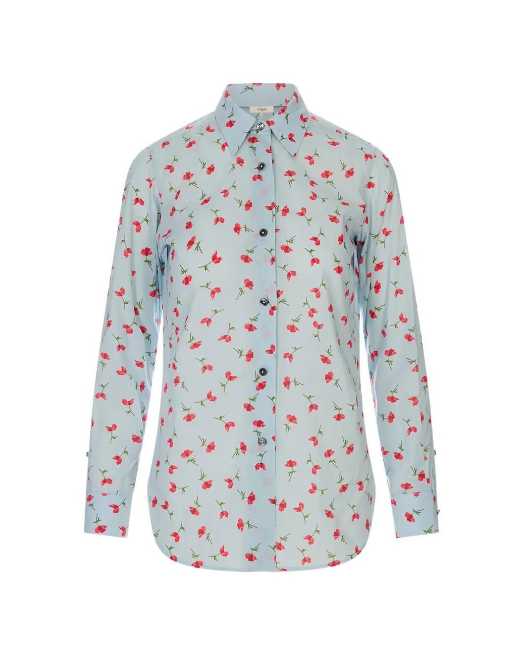 Jil Sander Blue Cotton Muslin Printed Shirt