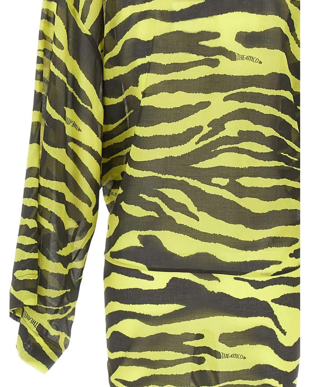 The Attico Green Zebra Print Wrap Dress