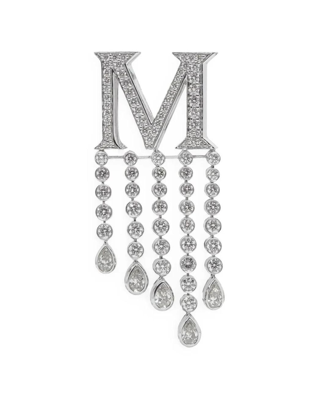Ashna Mehta White Initial Diamond Waterfall Bag Charm