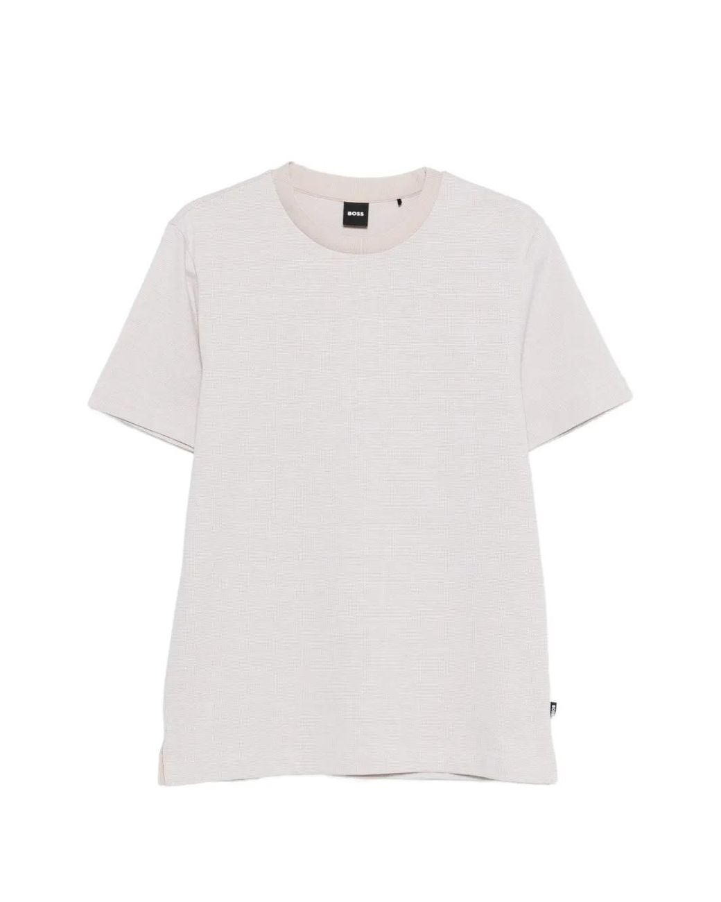 Boss White Bubble-Structure T-Shirt for men