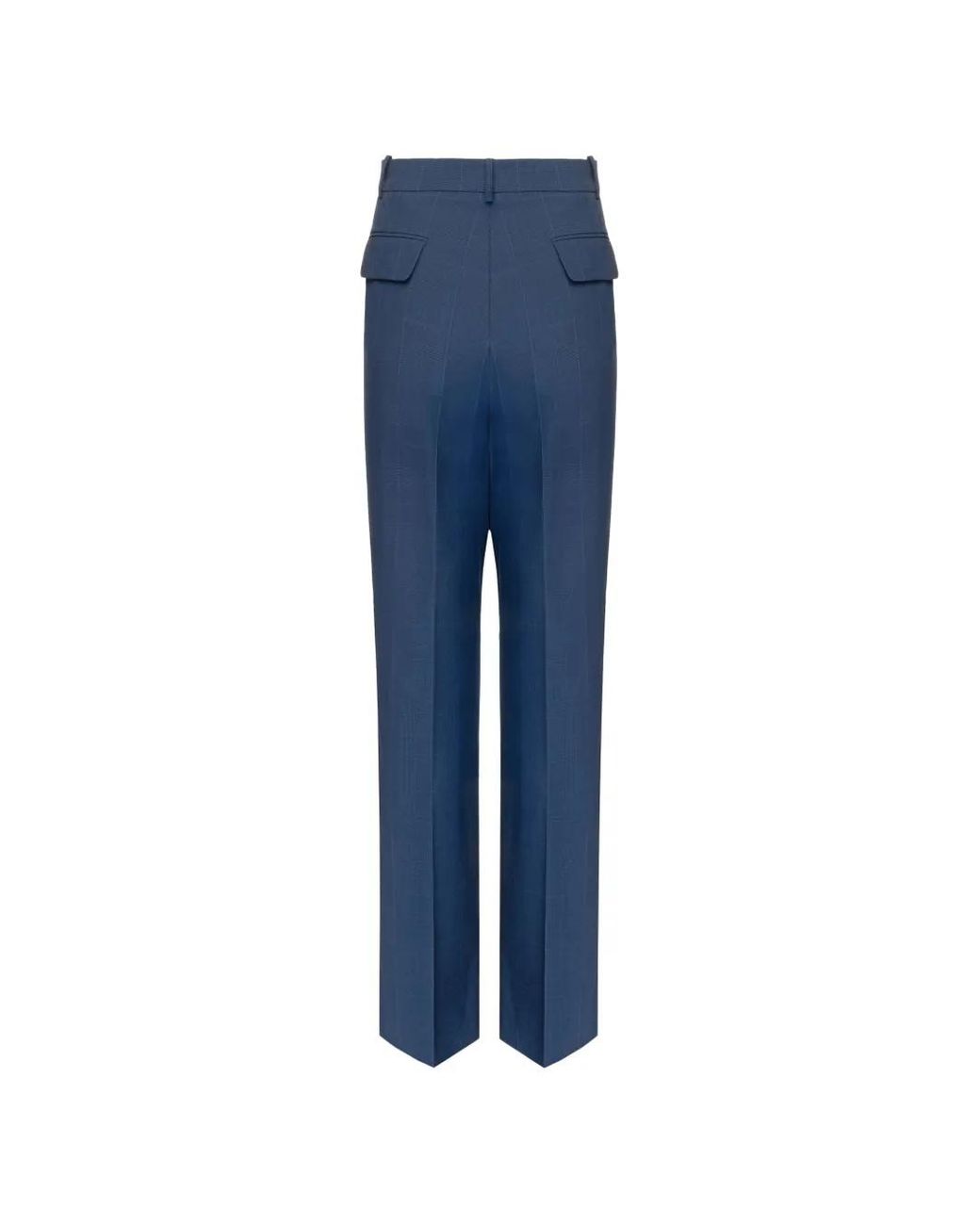 Situationist Blue Pantalon En Laine Vierge À Coupe Droite