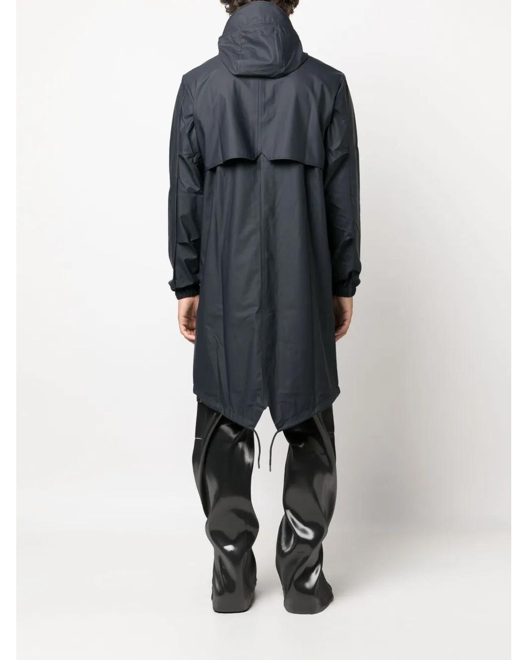 Rains Blue Zip-Up Hooded Raincoat