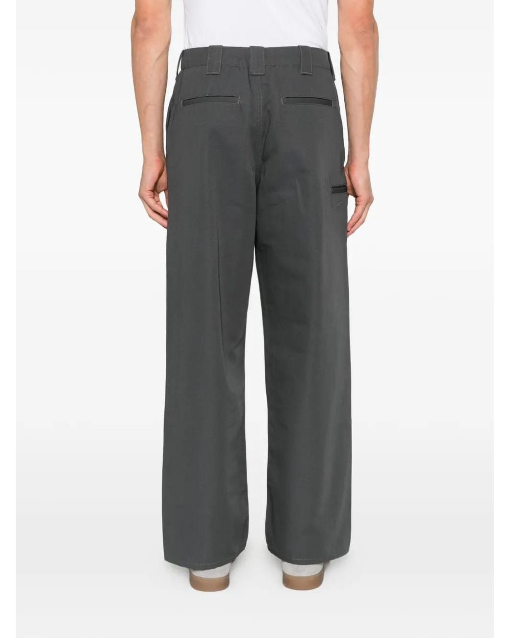 KENZO Gray Panelled Wide-Leg Trousers for men