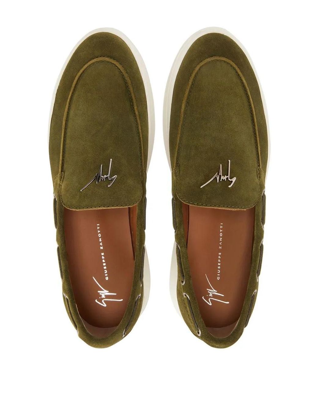 Giuseppe Zanotti Green Suede Slip-On Loafers for men