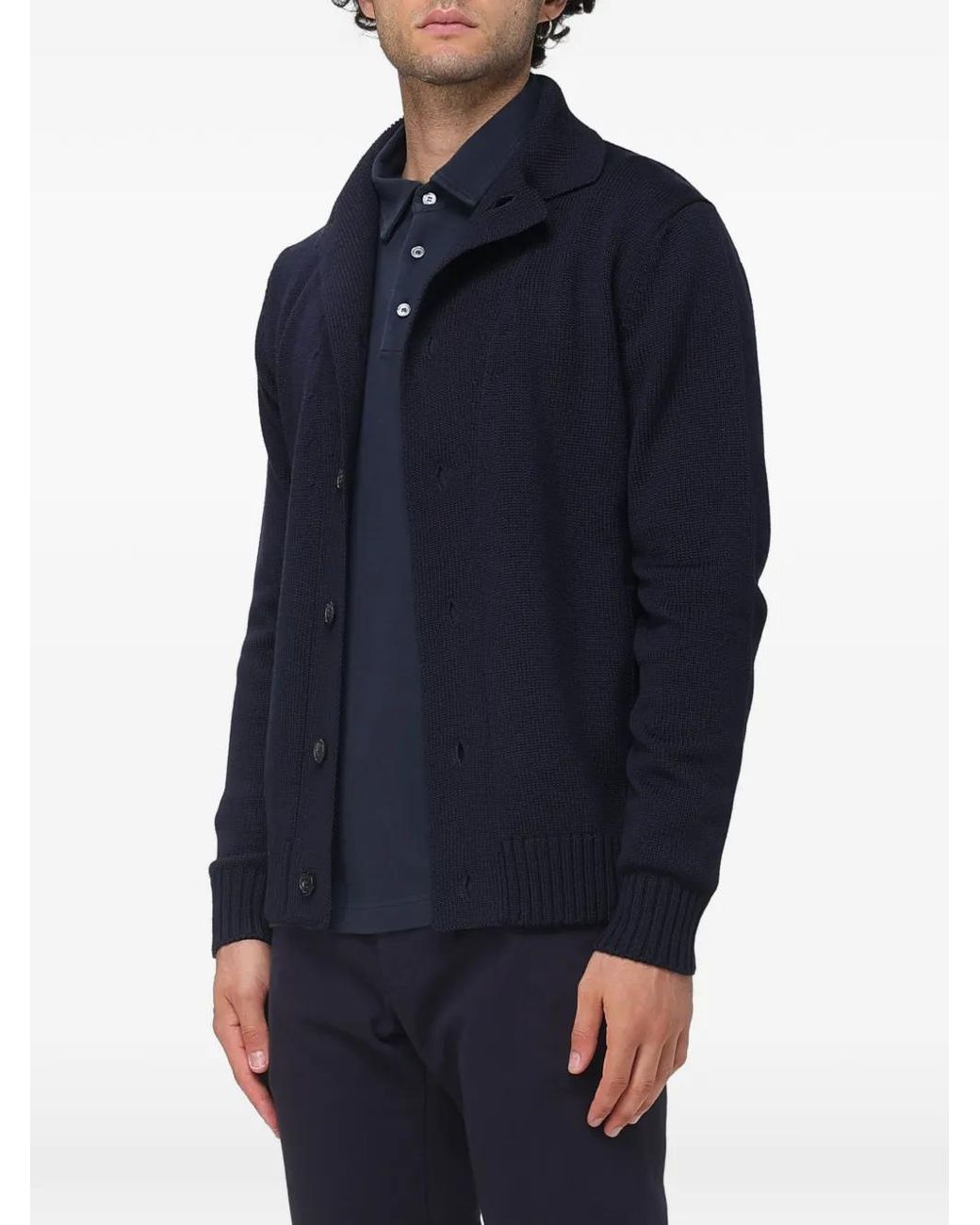 Zanone Blue Kobe Button-Up Cardigan for men