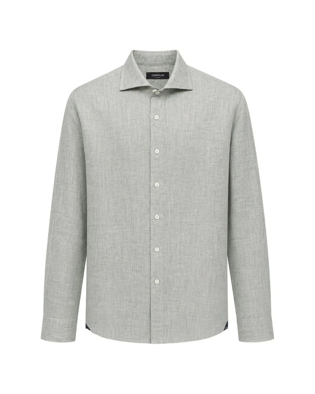Tombolini Gray Mélange-Effect Spread-Collar Shirt for men