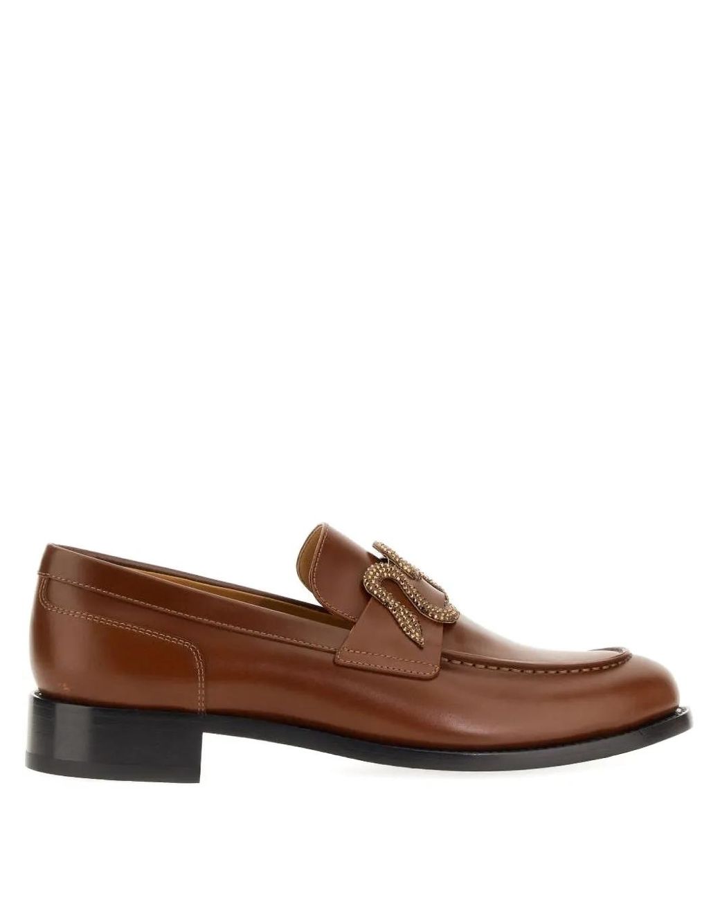 Rene Caovilla Brown Embellished Loafers