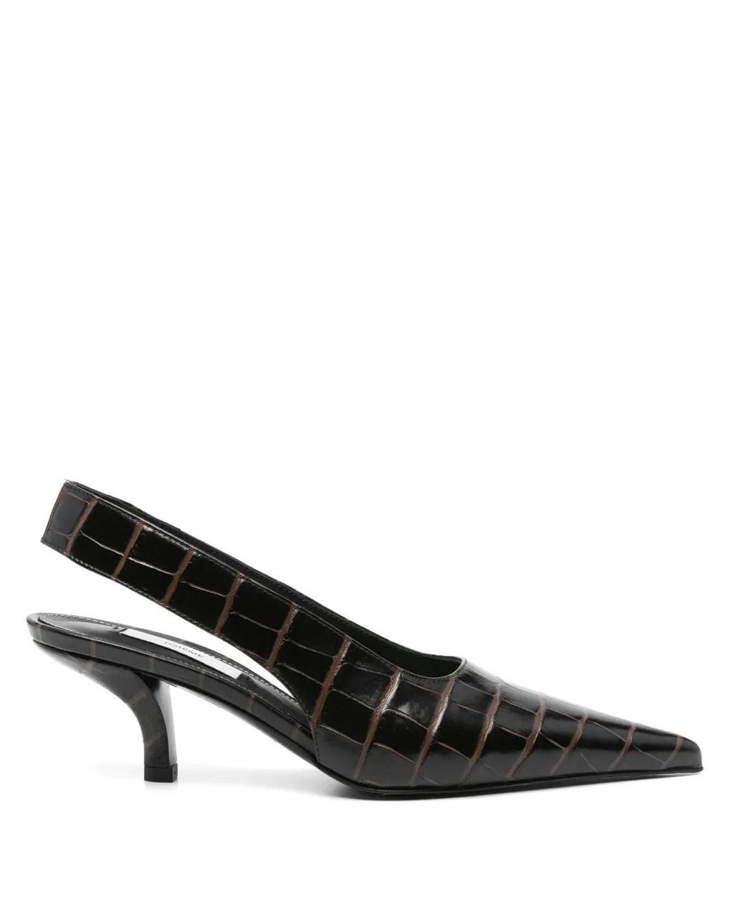 Totême Black Classic Croco-Embossed Slingbacks