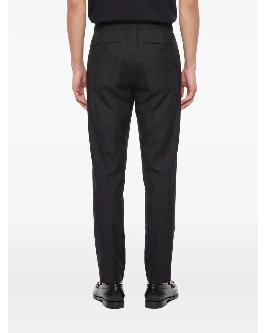 Undercover Black Elasticated-Waist Logo-Patch Trousers for men