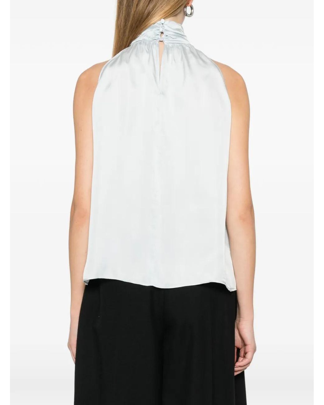 Anine Bing White Collared Sleeveless Top