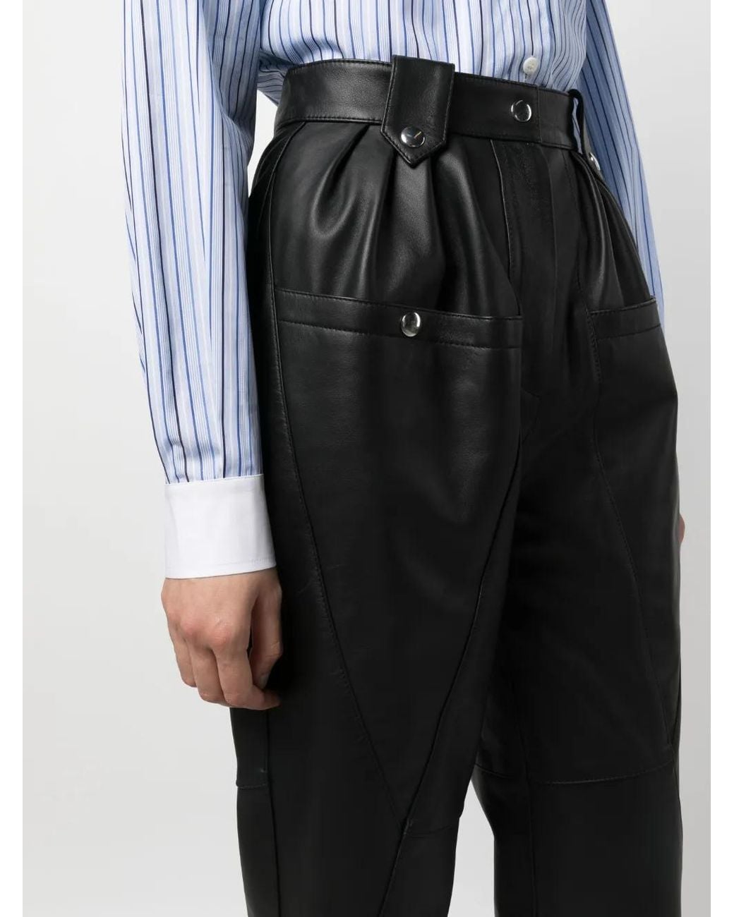 Moschino Black Pleat-Detail Cropped Trousers