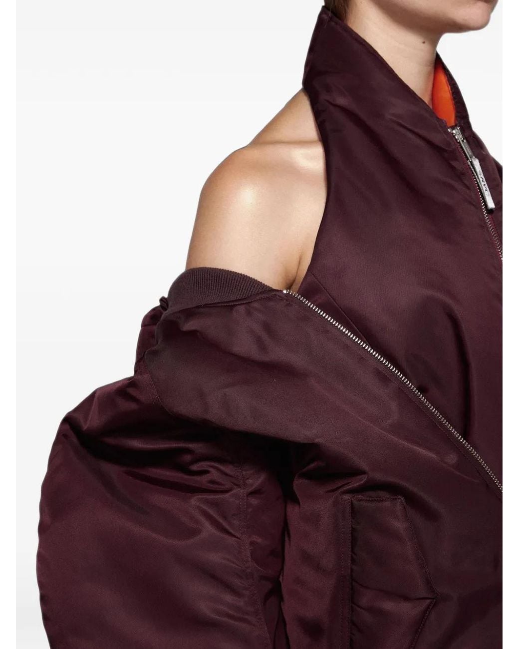SRVC Studio Red Halter-Neck Bomber Jacket