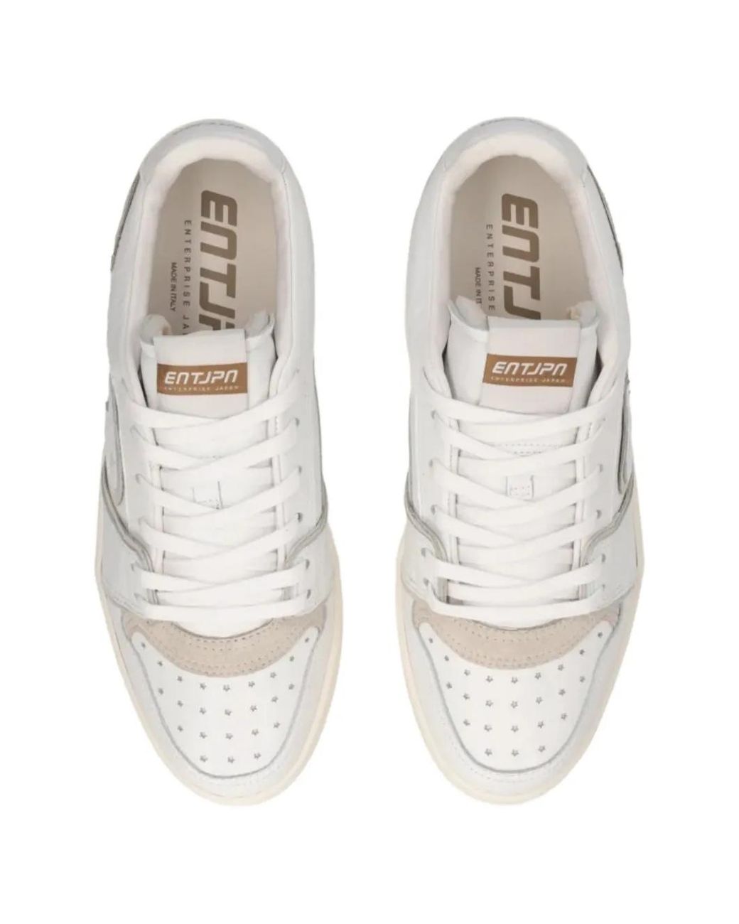 ENTERPRISE JAPAN White Egg Rockett Rocket-Patch Perforated Sneakers for men