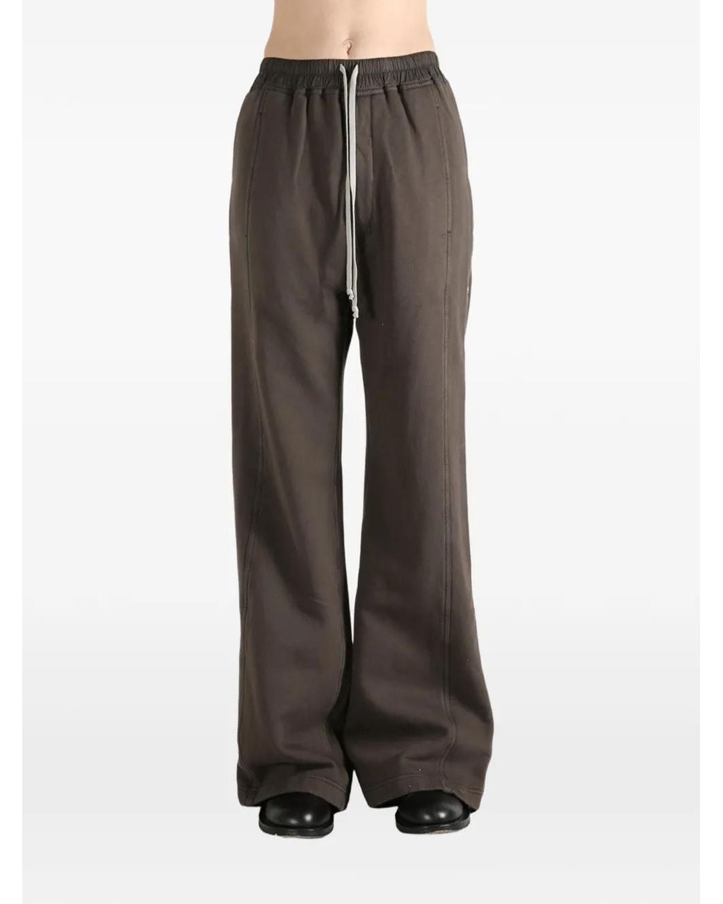 Rick Owens Gray Wide Pusher Drawstring Button Trousers