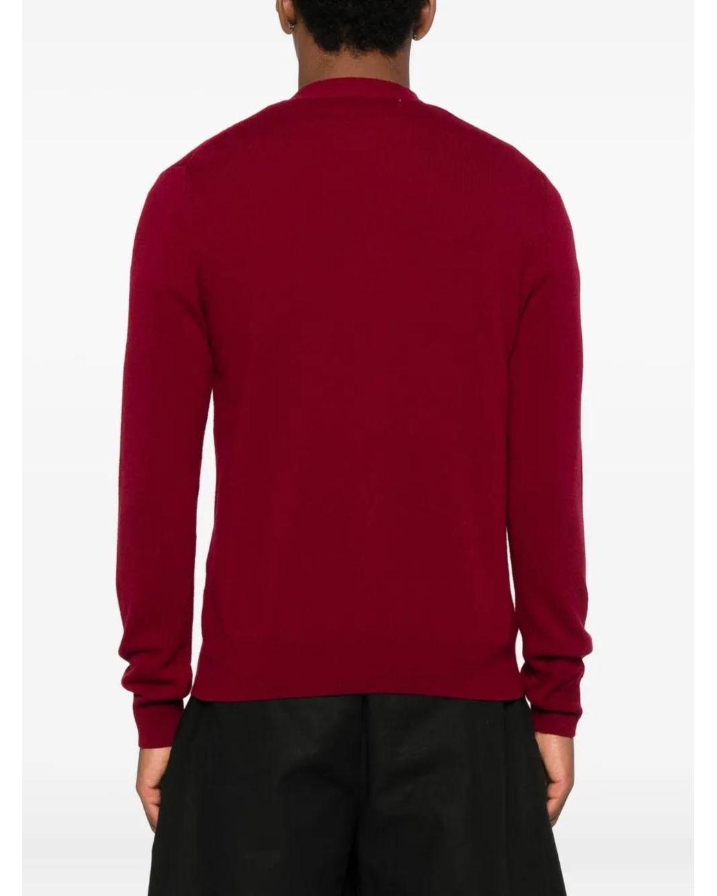 COMME DES GARÇONS PLAY Red Heart-Emblem Rhinestone-Embellishment Cardigan