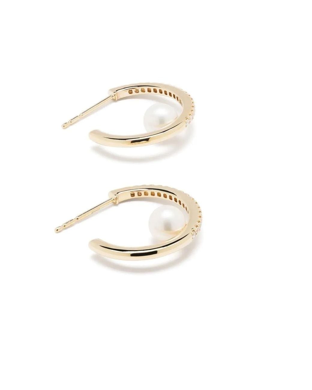 Mizuki White 14Kt Diamond Pearl Hoop Earrings