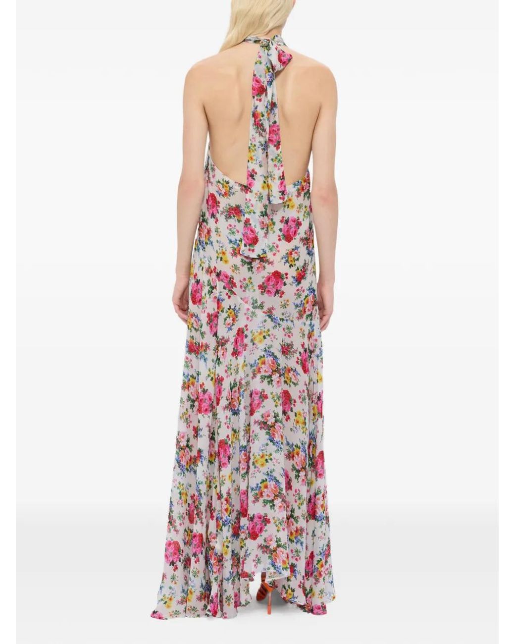 MSGM White Floral-Pattern Maxi Dress