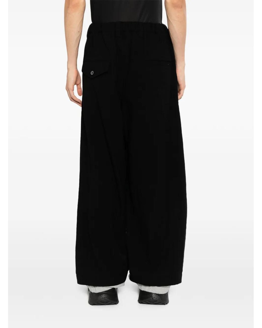Maison Mihara Yasuhiro Black Sweat Layered Wool Trousers for men