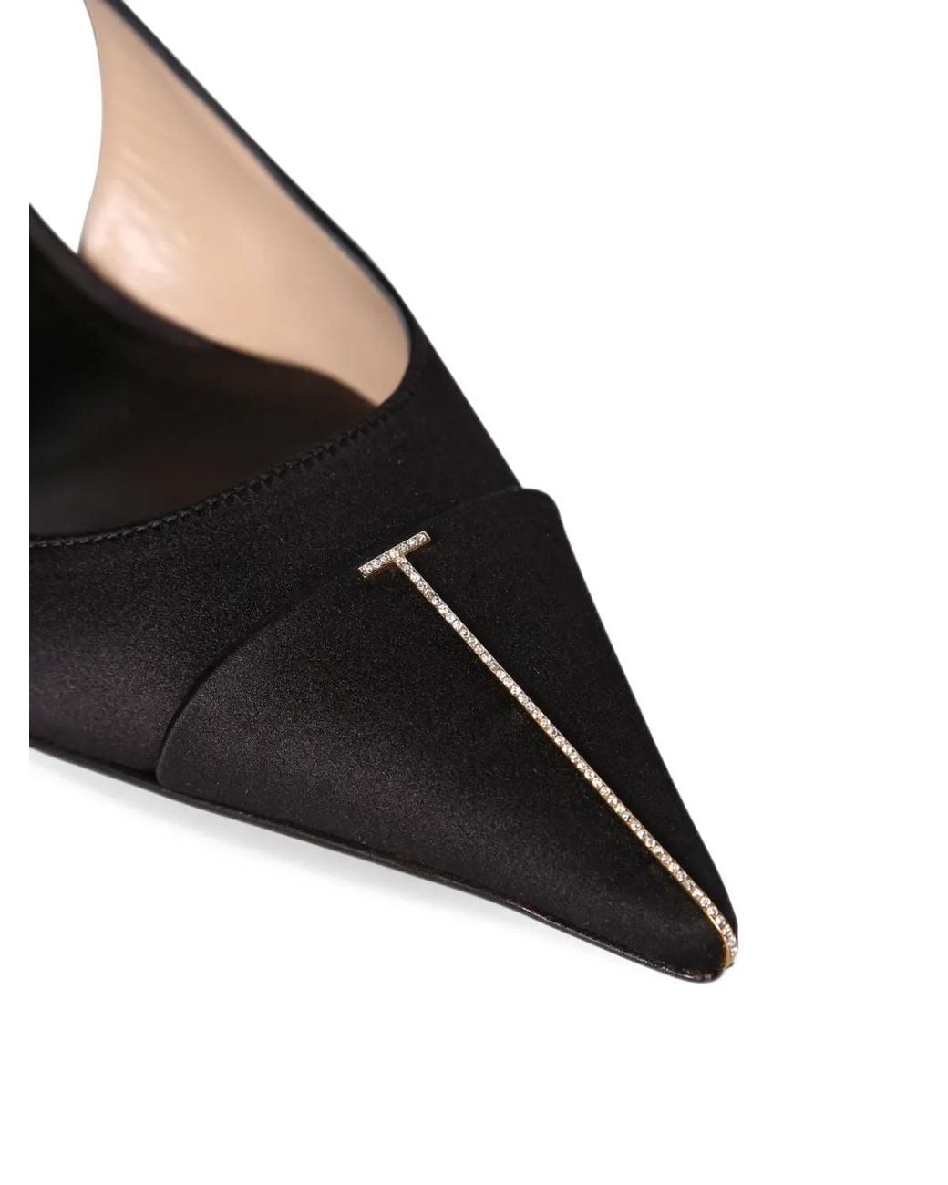 Tom Ford Black Satin And Crystal Thea Slingback Pumps