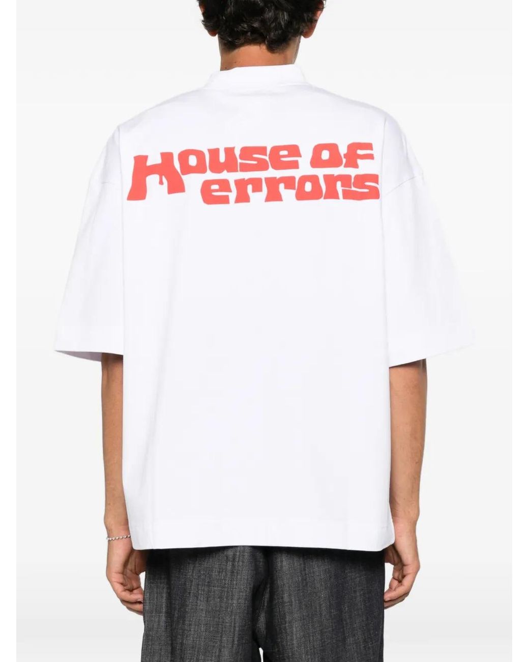 House of Errors White Graphic-Print High-Neck T-Shirt for men